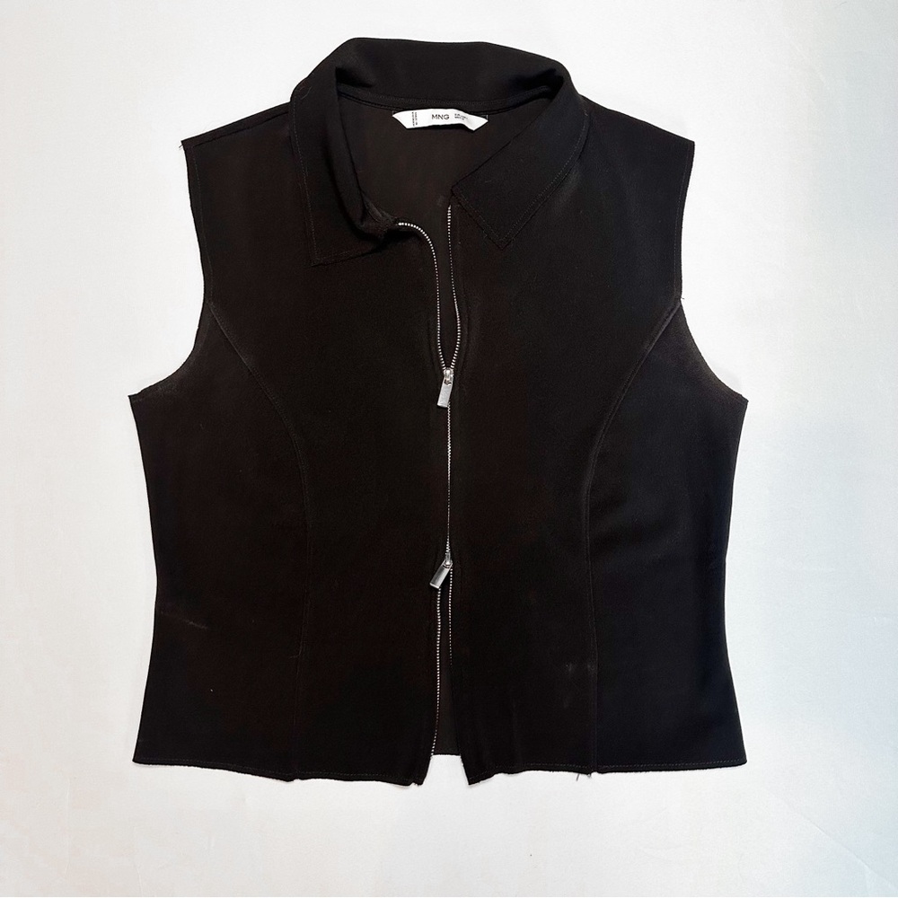 Mango Zip-Front Sleeveless Blouse